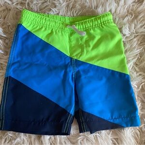 Lands' End Neon Green/blue Swim Shorts